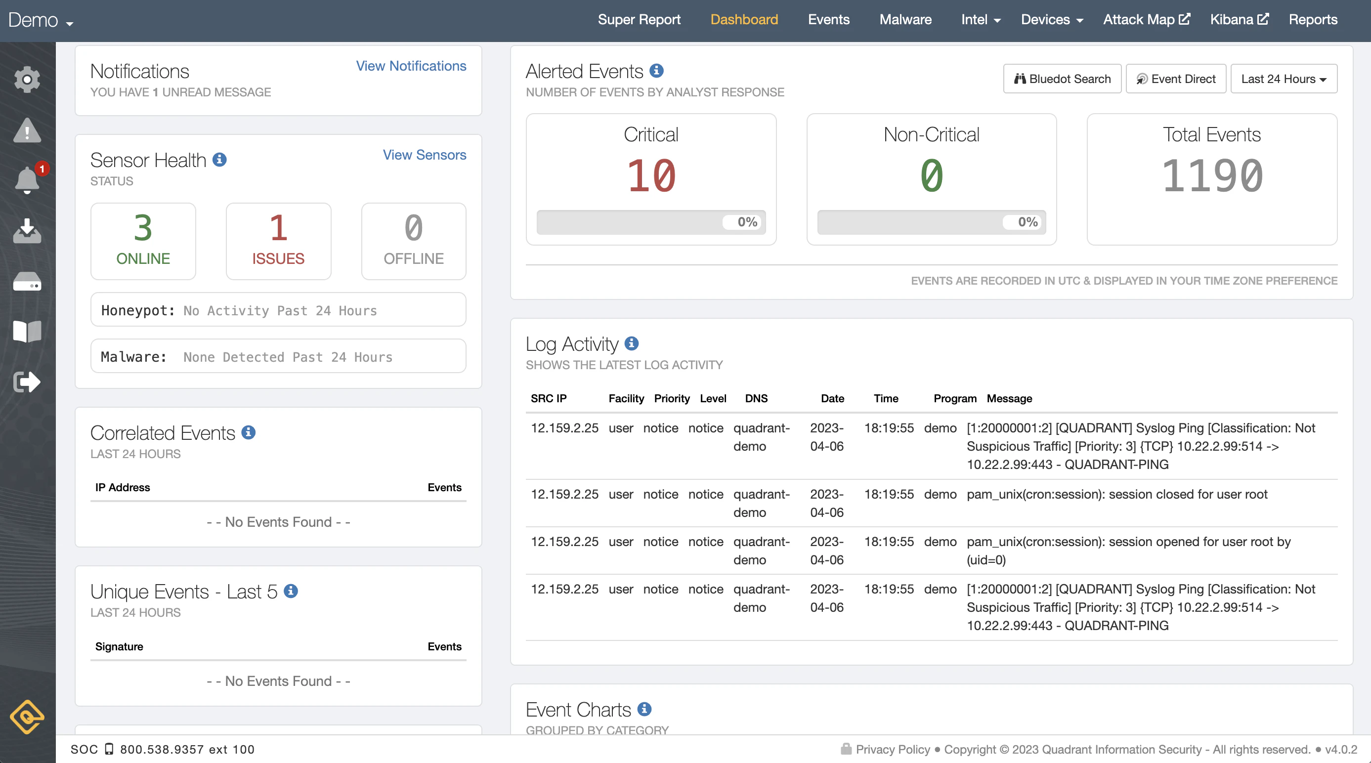 screenshot of Quadrant XDR